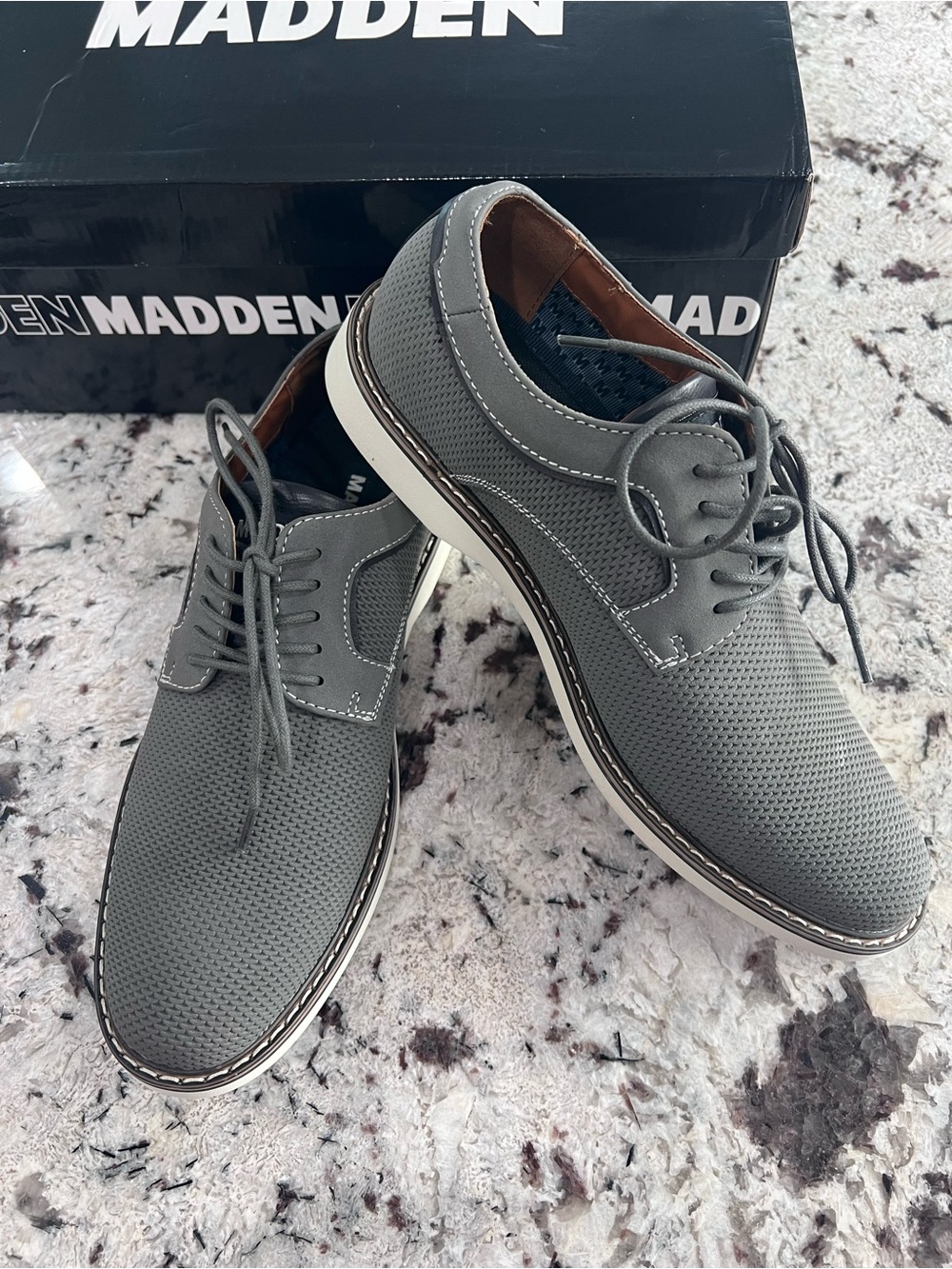 Steve Madden Grey Perforated Lace-Up Oxfords